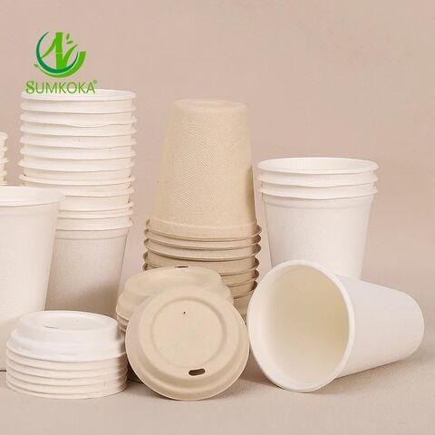 Gobelets Biodégradables en Bagasse – Écologiques, Compostables, en Canne à Sucre pour Boissons Chaudes & Froides – Gobelets Jetables Durables pour B2B