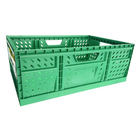 Cesta de Almacenamiento Plegable de Plástico Ventilada para Frutas y Verduras - Contenedores Apilables para Logística y Distribución