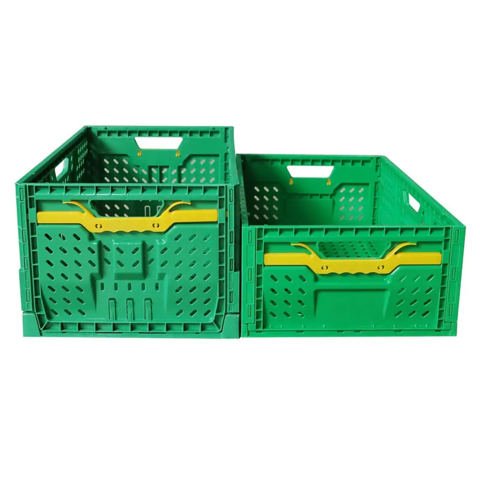Cesta de Almacenamiento Plegable de Plástico Ventilada para Frutas y Verduras - Contenedores Apilables para Logística y Distribución