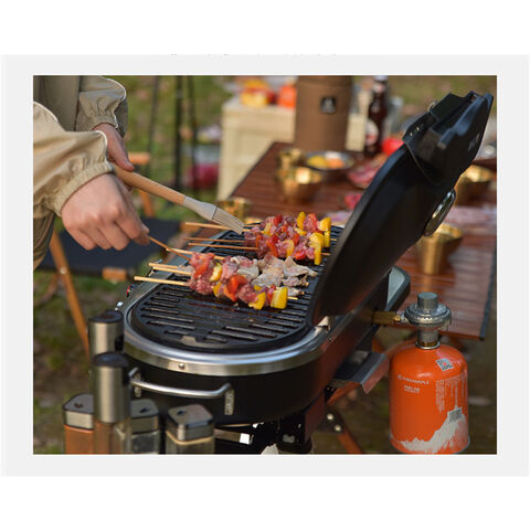 Parrillas de Gas Plegables para Camping y Barbacoa al Aire Libre, Tipo Maleta, Equipo de Cocina Negro para Camping