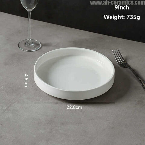 Plato de cerámica nórdica para cena y postre, creativo y elegante, blanco puro, juego de platos para sopa y fideos para reuniones familiares en el hogar.