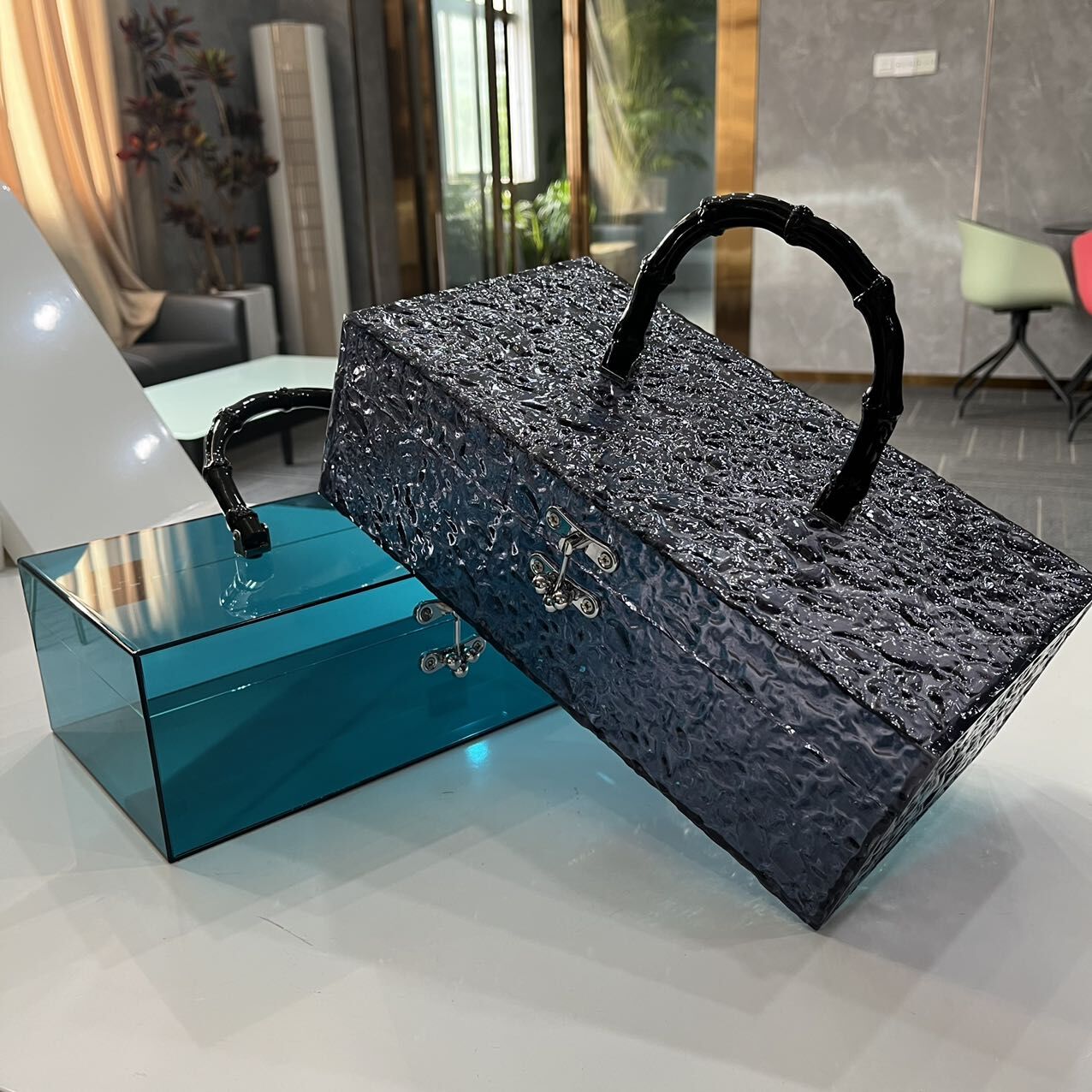 Rectangle Makeup Box Odm Rectangle Acrylic Jewelry Box With Mirror Acrylic Cosmetic Hinge ...