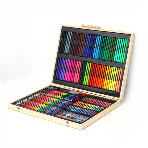 Caja de Arte para Dibujo de 180 Piezas con Pasteles al Óleo, Crayones, Lápices de Colores y Caballete de Doble Cara para Niños - Kit de Arte Profesional