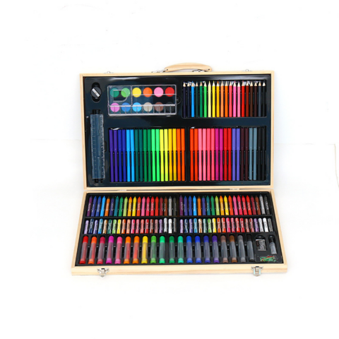 Caja de Arte para Dibujo de 180 Piezas con Pasteles al Óleo, Crayones, Lápices de Colores y Caballete de Doble Cara para Niños - Kit de Arte Profesional