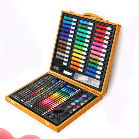 Caja de Arte para Dibujo de 180 Piezas con Pasteles al Óleo, Crayones, Lápices de Colores y Caballete de Doble Cara para Niños - Kit de Arte Profesional