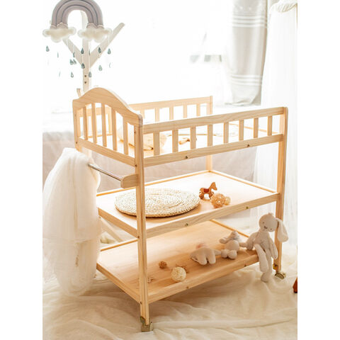 Wooden Baby Crib With Built In Changing Table Bodie Natural Oak