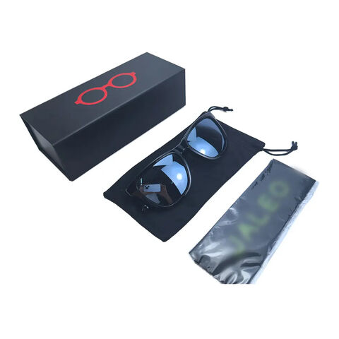 Boîtes cadeaux pliantes avec logo personnalisé, boîtes cadeaux noires magnétiques en carton durable, emballage en papier de luxe pour étuis de lunettes de soleil