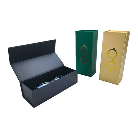 Boîtes cadeaux pliantes avec logo personnalisé, boîtes cadeaux noires magnétiques en carton durable, emballage en papier de luxe pour étuis de lunettes de soleil