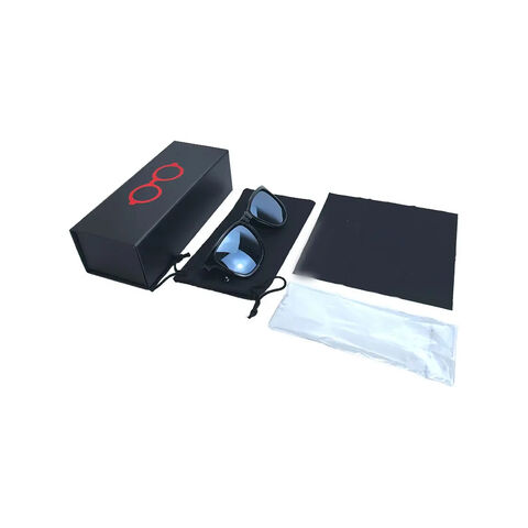 Boîtes cadeaux pliantes avec logo personnalisé, boîtes cadeaux noires magnétiques en carton durable, emballage en papier de luxe pour étuis de lunettes de soleil