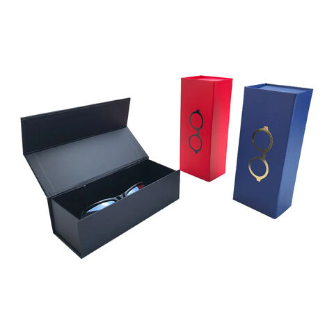 Boîtes cadeaux pliantes avec logo personnalisé, boîtes cadeaux noires magnétiques en carton durable, emballage en papier de luxe pour étuis de lunettes de soleil