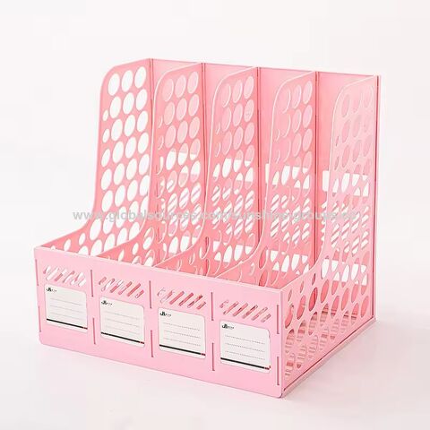 Organizador de escritorio vertical de plástico para archivos, combinación de archivadores, revistero de cuatro secciones, estantería de oficina