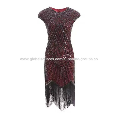 Vestido de cóctel vintage con encaje y flecos para mujer, conjunto de accesorios, disfraz para fiesta de graduación, vestido de noche