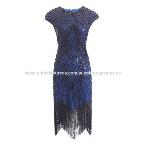 Vestido de cóctel vintage con encaje y flecos para mujer, conjunto de accesorios, disfraz para fiesta de graduación, vestido de noche