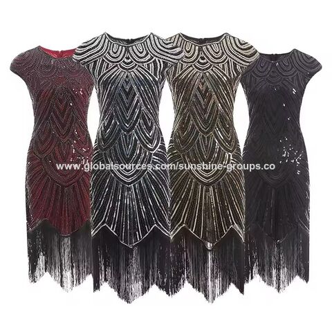 Vestido de cóctel vintage con encaje y flecos para mujer, conjunto de accesorios, disfraz para fiesta de graduación, vestido de noche