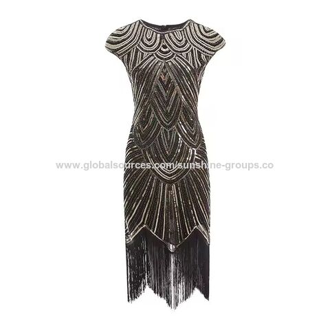 Vestido de cóctel vintage con encaje y flecos para mujer, conjunto de accesorios, disfraz para fiesta de graduación, vestido de noche
