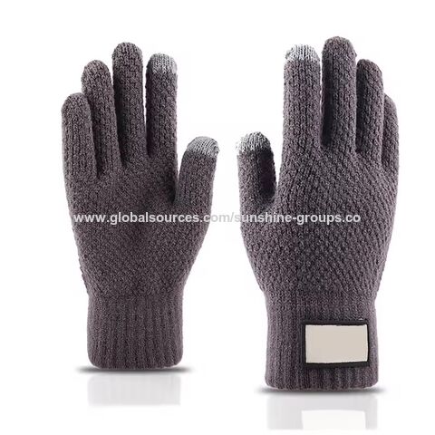 Winter-Strickhandschuhe für Herren mit Touchscreen-Funktion, warme Wollhandschuhe, kältefest, warm und dick gefüttert mit Samt.