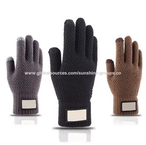 Winter-Strickhandschuhe für Herren mit Touchscreen-Funktion, warme Wollhandschuhe, kältefest, warm und dick gefüttert mit Samt.