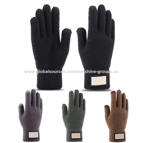Winter-Strickhandschuhe für Herren mit Touchscreen-Funktion, warme Wollhandschuhe, kältefest, warm und dick gefüttert mit Samt.