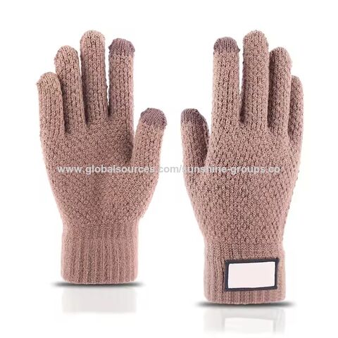 Winter-Strickhandschuhe für Herren mit Touchscreen-Funktion, warme Wollhandschuhe, kältefest, warm und dick gefüttert mit Samt.