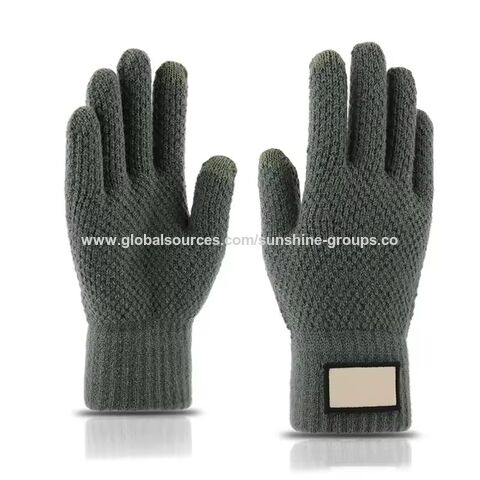 Winter-Strickhandschuhe für Herren mit Touchscreen-Funktion, warme Wollhandschuhe, kältefest, warm und dick gefüttert mit Samt.
