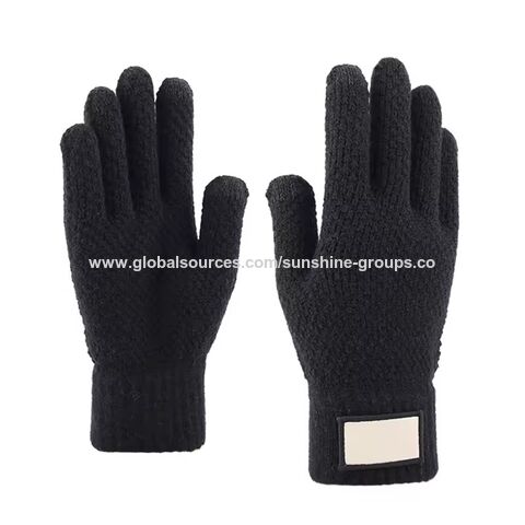 Winter-Strickhandschuhe für Herren mit Touchscreen-Funktion, warme Wollhandschuhe, kältefest, warm und dick gefüttert mit Samt.
