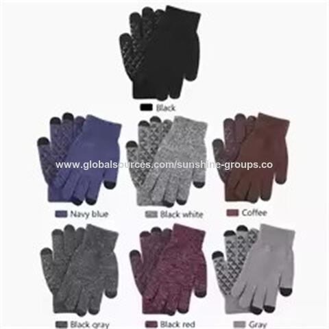Winter-Strickhandschuhe für Herren mit Touchscreen-Funktion, warme Wollhandschuhe, kältefest, warm und dick gefüttert mit Samt.