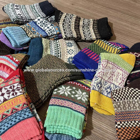 Calcetines de invierno para mujer, calcetines de tubo medio, calcetines de lana gruesos, tendencia retro, calcetines largos para hombre, calcetines con diseño de tótem.