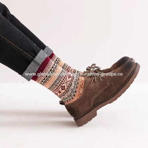 Calcetines de invierno para mujer, calcetines de tubo medio, calcetines de lana gruesos, tendencia retro, calcetines largos para hombre, calcetines con diseño de tótem.