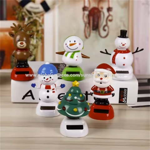 Décoration de Noël personnalisée, figurines de jouets dansants à énergie solaire en plastique pour fenêtre de voiture