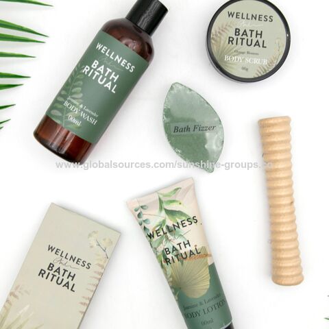 6-teiliges Großhandel-Körperreinigungs-, Peeling-, Entspannungs-, Spa-, Massage-, Blasen-, Hotel-Badezimmer-Dusch-Geschenkset im Holzkasten