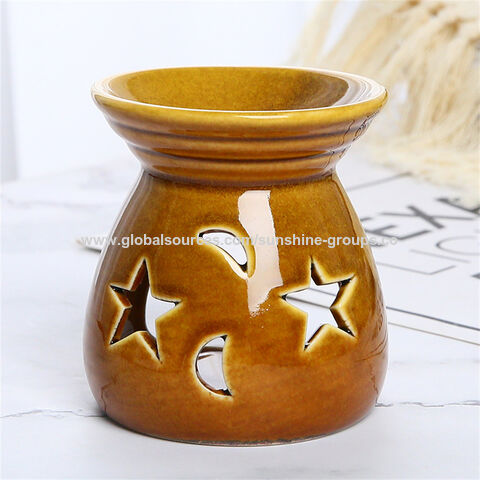 Quemador de Incienso Estrella y Luna Navideño de Cerámica, Portavelas, Difusor de Aceites Aromáticos y Cera Perfumada, Bandeja de Fragancia, Horno de Aromaterapia