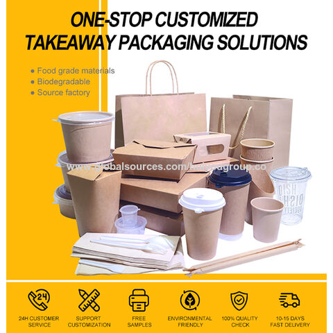Individuell bedruckte Papierschüssel Bio Einweg-Takeaway Weiße Kraftpapier-Obstsalatschüssel Papier-Lebensmittelbehälter Verpackungsschüsseln mit Deckel