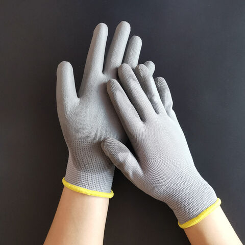 Guantes de protección laboral antiestáticos para fábricas de electrónica, recubiertos de PU y personalizados, sin polvo