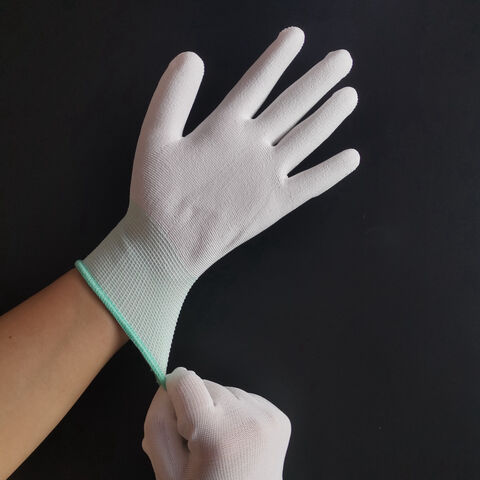 Guantes de protección laboral antiestáticos para fábricas de electrónica, recubiertos de PU y personalizados, sin polvo