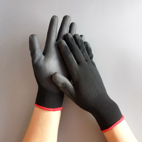 Guantes de protección laboral antiestáticos para fábricas de electrónica, recubiertos de PU y personalizados, sin polvo