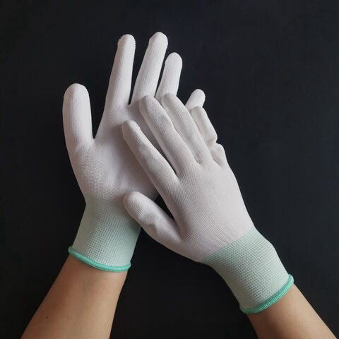Guantes de protección laboral antiestáticos para fábricas de electrónica, recubiertos de PU y personalizados, sin polvo