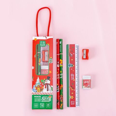 Ensemble de Papeterie pour Étudiants, Boîte Personnalisée, Cadeau Kawaii, Cahier, Crayon, Gomme, Règle, Fournitures Scolaires en Gros