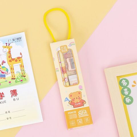 Ensemble de Papeterie pour Étudiants, Boîte Personnalisée, Cadeau Kawaii, Cahier, Crayon, Gomme, Règle, Fournitures Scolaires en Gros