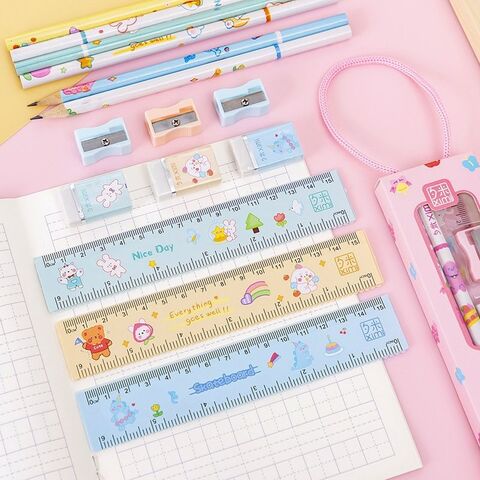Ensemble de Papeterie pour Étudiants, Boîte Personnalisée, Cadeau Kawaii, Cahier, Crayon, Gomme, Règle, Fournitures Scolaires en Gros