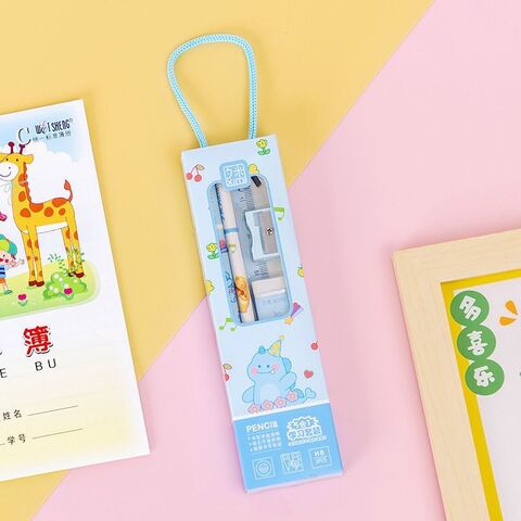Ensemble de Papeterie pour Étudiants, Boîte Personnalisée, Cadeau Kawaii, Cahier, Crayon, Gomme, Règle, Fournitures Scolaires en Gros