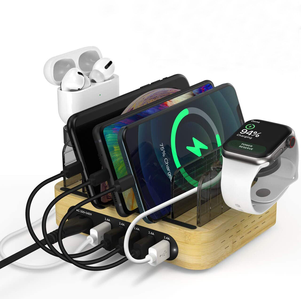 60W USB-Ladestation – 6 Anschlüsse (3x USB-A, 3x USB-C), Schnellladung Für IPhone, Tablet & Mehr