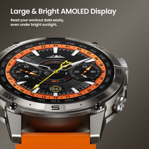 Reloj Inteligente Stratos 2 Plus GPS con Pantalla AMOLED de 1.43'', Brújula, Altímetro Barométrico, Llamadas Telefónicas, Monitoreo de Fitness