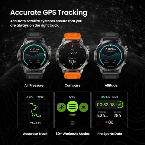 Reloj Inteligente Stratos 2 Plus GPS con Pantalla AMOLED de 1.43'', Brújula, Altímetro Barométrico, Llamadas Telefónicas, Monitoreo de Fitness