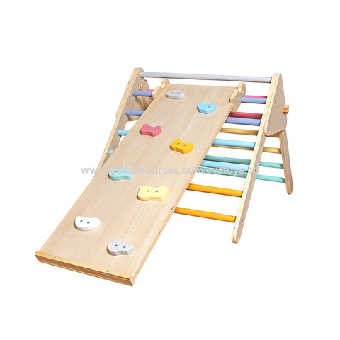 Gimnasio de Jungla Interior para Bebés, Set de Escalada Montessori, Escalera Triangular de Madera para Niños Pequeños W01F021 - Ideal para Desarrollo Infantil