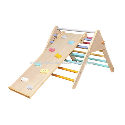 Gimnasio de Jungla Interior para Bebés, Set de Escalada Montessori, Escalera Triangular de Madera para Niños Pequeños W01F021 - Ideal para Desarrollo Infantil