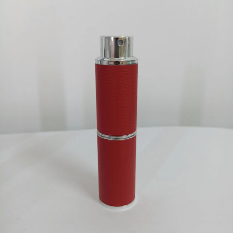 Hochwertiger, tragbarer, drehbarer Kosmetik-Parfüm-Zerstäuber aus Leder für Parfüm-Atemerfrischer-Sprühflasche