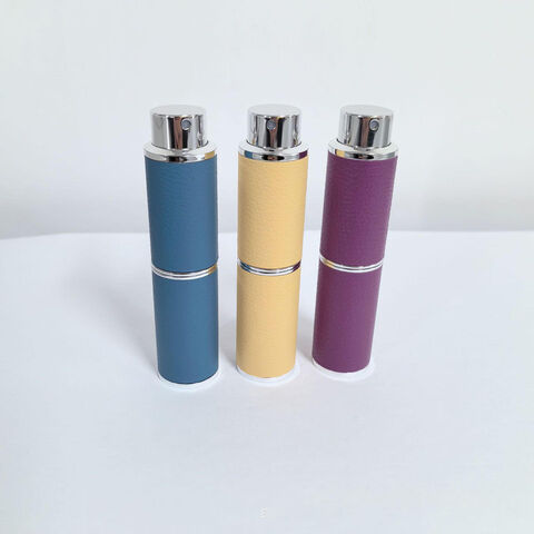 Hochwertiger, tragbarer, drehbarer Kosmetik-Parfüm-Zerstäuber aus Leder für Parfüm-Atemerfrischer-Sprühflasche
