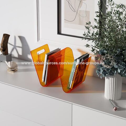 Organisateur de bureau nordique coloré et personnalisé en acrylique pour le rangement des magazines