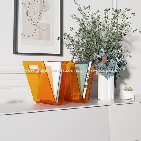 Organisateur de bureau nordique coloré et personnalisé en acrylique pour le rangement des magazines