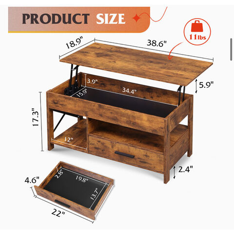 Mesa de Centro Elevable 120 cm Largo x 55 cm Ancho x 47 cm Alto - Mesa de Centro Multifuncional 3